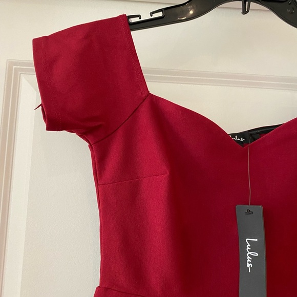 Lulu’s How Much I Care Off the Shoulder Dress Red - Picture 5 of 14